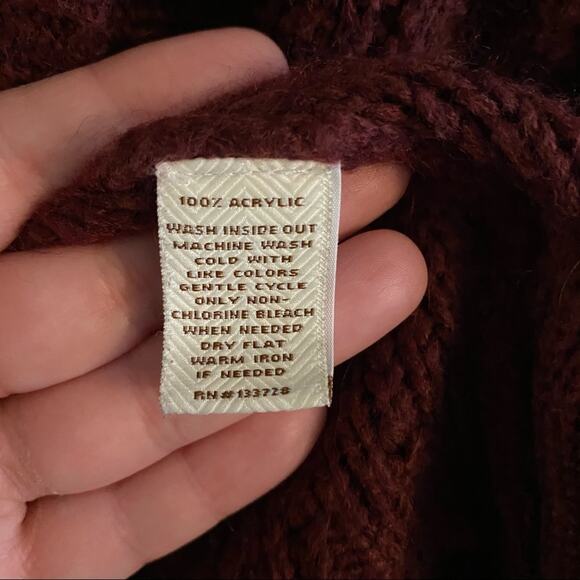 Sonoma Chunky Knit Open Front Sweater Women's Size Small Cardigan Wine Red - Picture 4 of 6